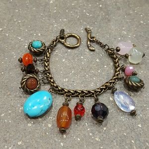 Multi-dangle Semi-precious stone Bracelet